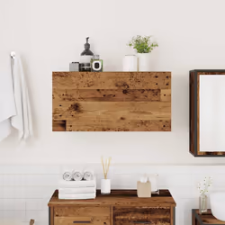 vidaXL Bathroom Wall Cabinet Hanging Wall Storage Cupboard Engineered Wood - old wood, 80 x 25 x 40 cm - Additional view 2