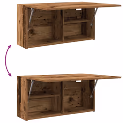 vidaXL Bathroom Wall Cabinet Hanging Wall Storage Cupboard Engineered Wood - old wood, 80 x 25 x 40 cm - Additional view 7