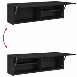 vidaXL Bathroom Wall Cabinet Hanging Wall Storage Cupboard Engineered Wood - black, 100 x 25 x 30 cm - Additional view 7