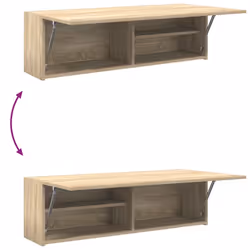 vidaXL Bathroom Wall Cabinet Hanging Wall Storage Cupboard Engineered Wood - sonoma oak, 100 x 25 x 30 cm - Additional view 7