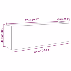 vidaXL Bathroom Wall Cabinet Hanging Wall Storage Cupboard Engineered Wood - grey sonoma, 100 x 25 x 30 cm - Additional view 10