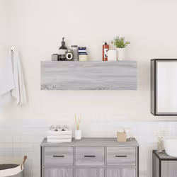 vidaXL Bathroom Wall Cabinet Hanging Wall Storage Cupboard Engineered Wood - grey sonoma, 100 x 25 x 30 cm - Additional view 2