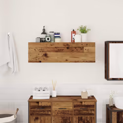 vidaXL Bathroom Wall Cabinet Hanging Wall Storage Cupboard Engineered Wood - old wood, 100 x 25 x 30 cm - Additional view 2