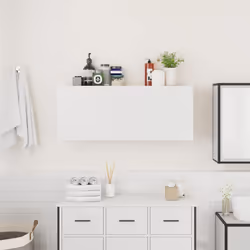 vidaXL Bathroom Wall Cabinet Hanging Wall Storage Cupboard Engineered Wood - white, 100 x 25 x 40 cm - Additional view 2