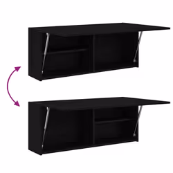 vidaXL Bathroom Wall Cabinet Hanging Wall Storage Cupboard Engineered Wood - black, 100 x 25 x 40 cm - Additional view 7