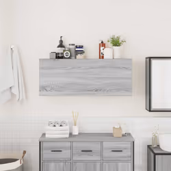 vidaXL Bathroom Wall Cabinet Hanging Wall Storage Cupboard Engineered Wood - grey sonoma, 100 x 25 x 40 cm - Additional view 2