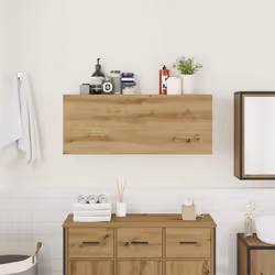 vidaXL Bathroom Wall Cabinet Hanging Wall Storage Cupboard Engineered Wood - artisan oak, 100 x 25 x 40 cm - Additional view 2