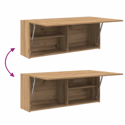 vidaXL Bathroom Wall Cabinet Hanging Wall Storage Cupboard Engineered Wood - artisan oak, 100 x 25 x 40 cm - Additional view 7