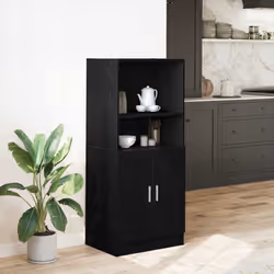 vidaXL Kitchen Cabinet Freestanding Storage Cabinet Cupboard Engineered Wood - black