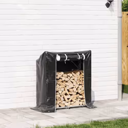 vidaxL Firewood Rack with Rain Cover 100.5x100.5x110.5 cm Galvanised Steel - 100.5 x 40.5 x 110.5 cm
