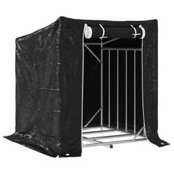 vidaxL Firewood Rack with Rain Cover 100.5x100.5x110.5 cm Galvanised Steel - 101 x 61 x 110.5 cm
