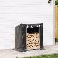 vidaxL Firewood Rack with Rain Cover 100.5x100.5x110.5 cm Galvanised Steel - 101 x 61 x 110.5 cm