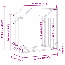 vidaxL Firewood Rack with Rain Cover 100.5x100.5x110.5 cm Galvanised Steel - 101 x 61 x 110.5 cm
