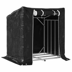 vidaxL Firewood Rack with Rain Cover 100.5x100.5x110.5 cm Galvanised Steel - 100.5 x 80.5 x 110.5 cm
