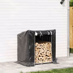 vidaxL Firewood Rack with Rain Cover 100.5x100.5x110.5 cm Galvanised Steel - 100.5 x 80.5 x 110.5 cm