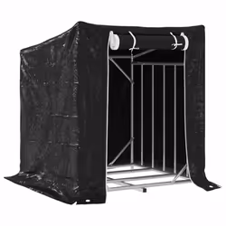 vidaxL Firewood Rack with Rain Cover 100.5x100.5x110.5 cm Galvanised Steel - 100.5 x 100.5 x 110.5 cm
