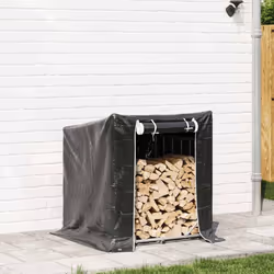 vidaxL Firewood Rack with Rain Cover 100.5x100.5x110.5 cm Galvanised Steel - 100.5 x 100.5 x 110.5 cm