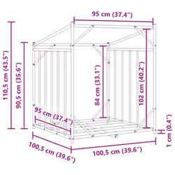 vidaxL Firewood Rack with Rain Cover 100.5x100.5x110.5 cm Galvanised Steel - 100.5 x 100.5 x 110.5 cm