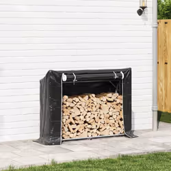 vidaxL Firewood Rack with Rain Cover 100.5x100.5x110.5 cm Galvanised Steel - 151 x 40.5 x 110.5 cm