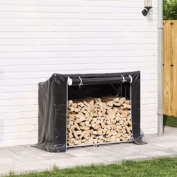 vidaxL Firewood Rack with Rain Cover 100.5x100.5x110.5 cm Galvanised Steel - 151 x 60.5 x 110.5 cm