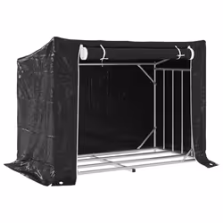 vidaxL Firewood Rack with Rain Cover 100.5x100.5x110.5 cm Galvanised Steel - 151 x 80.5 x 110.5 cm
