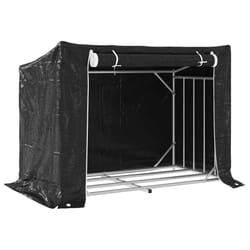 vidaxL Firewood Rack with Rain Cover 100.5x100.5x110.5 cm Galvanised Steel - 151 x 80.5 x 110.5 cm