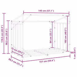 vidaxL Firewood Rack with Rain Cover 100.5x100.5x110.5 cm Galvanised Steel - 151 x 80.5 x 110.5 cm