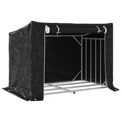 vidaxL Firewood Rack with Rain Cover 100.5x100.5x110.5 cm Galvanised Steel - 150.5 x 100.5 x 110.5 cm