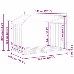 vidaxL Firewood Rack with Rain Cover 100.5x100.5x110.5 cm Galvanised Steel - 150.5 x 100.5 x 110.5 cm