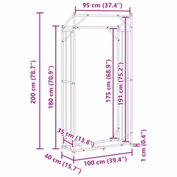 vidaxL Firewood Rack with Rain Cover 100.5x100.5x110.5 cm Galvanised Steel - 100 x 40 x 200 cm