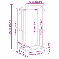 vidaxL Firewood Rack with Rain Cover 100.5x100.5x110.5 cm Galvanised Steel - 100 x 60 x 200 cm