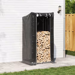vidaxL Firewood Rack with Rain Cover 100.5x100.5x110.5 cm Galvanised Steel - 100 x 80 x 200 cm