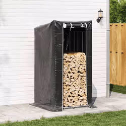 vidaxL Firewood Rack with Rain Cover 100.5x100.5x110.5 cm Galvanised Steel - 100 x 100 x 200 cm - Additional view 2