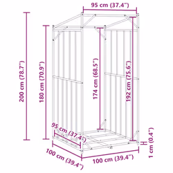 vidaxL Firewood Rack with Rain Cover 100.5x100.5x110.5 cm Galvanised Steel - 100 x 100 x 200 cm - Additional view 3