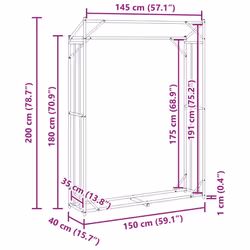vidaxL Firewood Rack with Rain Cover 100.5x100.5x110.5 cm Galvanised Steel - 150 x 40 x 200 cm