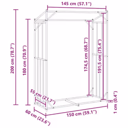 vidaxL Firewood Rack with Rain Cover 100.5x100.5x110.5 cm Galvanised Steel - 150 x 60 x 200 cm