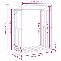 vidaxL Firewood Rack with Rain Cover 100.5x100.5x110.5 cm Galvanised Steel - 150 x 80 x 200 cm
