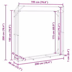 vidaxL Firewood Rack with Rain Cover 100.5x100.5x110.5 cm Galvanised Steel - 200 x 40 x 200 cm