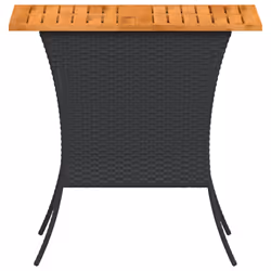 vidaXL Garden Table with Acacia Wood Top Black 105x75x72 cm Poly Rattan - black - Additional view 5