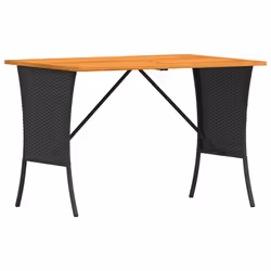 vidaXL Garden Table with Acacia Wood Top Black 105x75x72 cm Poly Rattan - black - Additional view 6