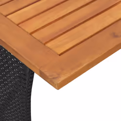 vidaXL Garden Table with Acacia Wood Top Black 105x75x72 cm Poly Rattan - black - Additional view 8