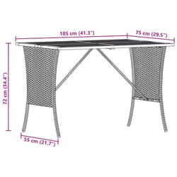 vidaXL Garden Table with Acacia Wood Top Black 105x75x72 cm Poly Rattan - black - Additional view 9