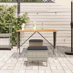 vidaXL Garden Table with Acacia Wood Top Black 105x75x72 cm Poly Rattan - grey