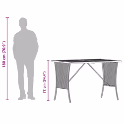 vidaXL Garden Table with Acacia Wood Top Black 105x75x72 cm Poly Rattan - grey - Additional view 10