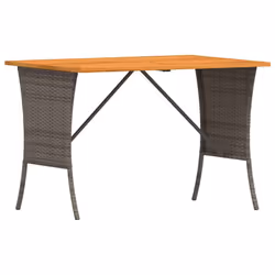 vidaXL Garden Table with Acacia Wood Top Black 105x75x72 cm Poly Rattan - grey - Additional view 6