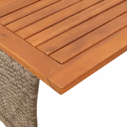 vidaXL Garden Table with Acacia Wood Top Black 105x75x72 cm Poly Rattan - grey - Additional view 8