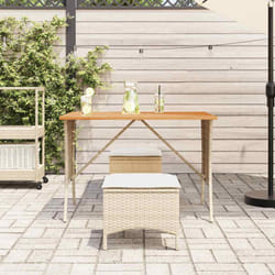 vidaXL Garden Table with Acacia Wood Top Black 105x75x72 cm Poly Rattan - beige