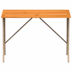 vidaXL Garden Table with Acacia Wood Top Black 105x75x72 cm Poly Rattan - beige - Additional view 4