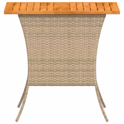 vidaXL Garden Table with Acacia Wood Top Black 105x75x72 cm Poly Rattan - beige - Additional view 5
