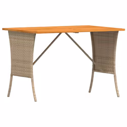 vidaXL Garden Table with Acacia Wood Top Black 105x75x72 cm Poly Rattan - beige - Additional view 6